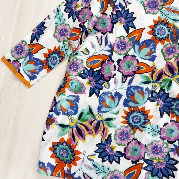 KIKI SOL womens printed beautiful vacation summer tunic blouse top S - Picture 6 of 6